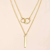 Náhrdelník Kruh Dvojitym Zlatu Příveskem Vintage