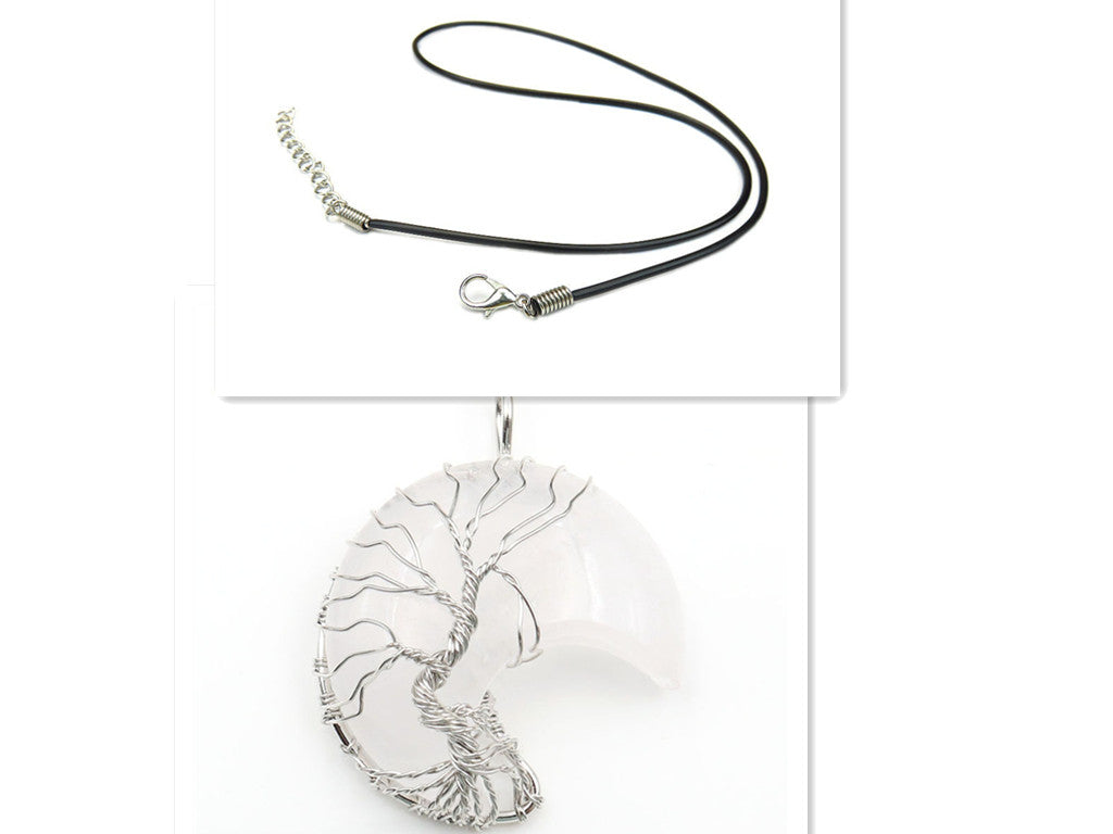 Náhrdelník Křemené Stromu Života Měsičního Příveskem