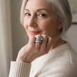 Sada sklenenou tyrkysovou prstenu stříbra vintage