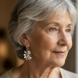 Náušnice Nepravidelnými Květinami Stříbra Vintage