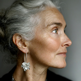 Náušnice Nepravidelnými Květinami Stříbra Vintage