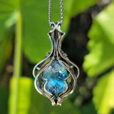 Náhrdelník Stříbrným Modrým Vintage