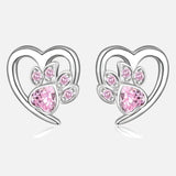 Náušnice zirkony tlapkou srdcem