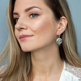 Fialové Boho Krystalové Náušnice ve Stříbrném Provedení