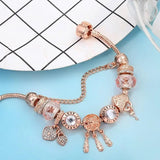 Náramek Lapač snů Růžový Stříbrnými Přívěsky