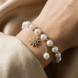 Náramek Slunečnice Bílého Perly Příveskem