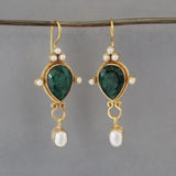 Náušnice rubinem retro perlou