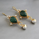 Náušnice rubinem retro perlou