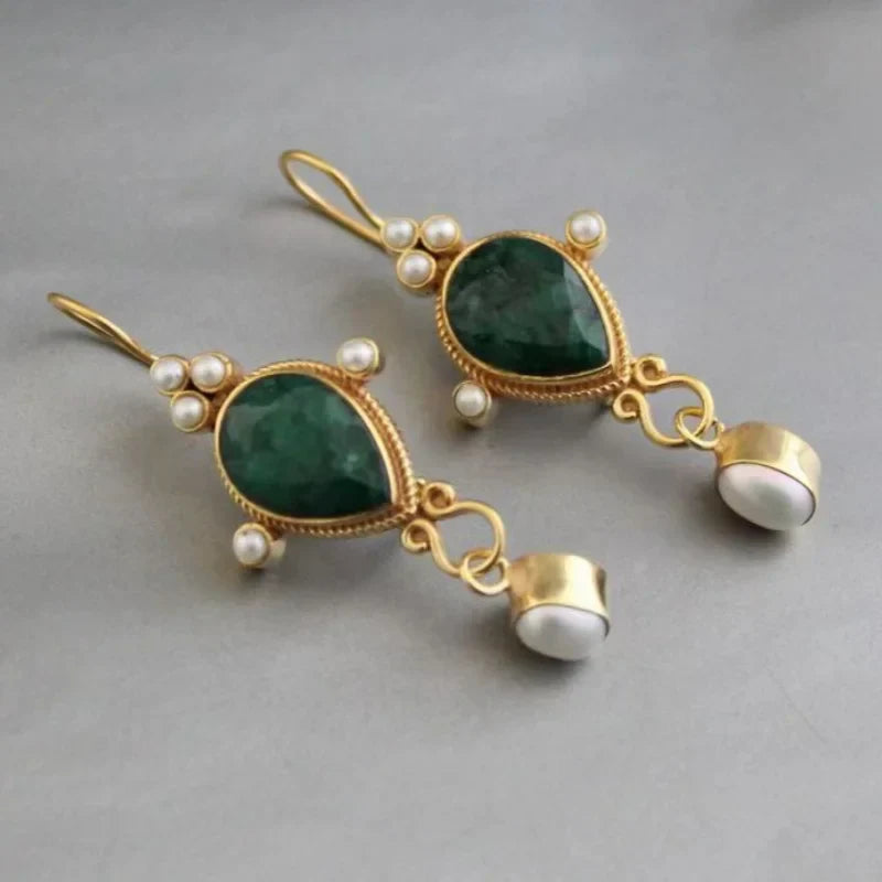 Náušnice rubinem retro perlou