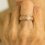 Prsten Růžovou Zlatou Květinou Vintage