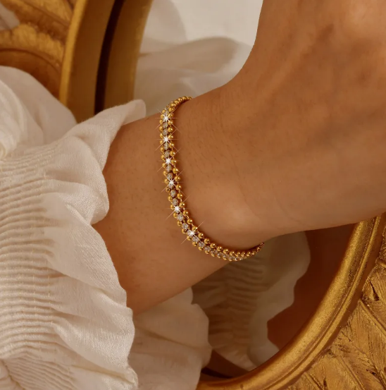 Náramek Zirkony Řetízkem Nerezové Oceli Zirkonu