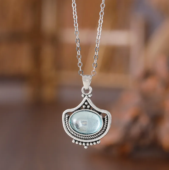 Nahrdelník Ovalnými Drahokamy Nahrdelníku Naušnic Modrymi