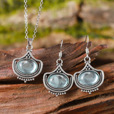 Nahrdelník Ovalnými Drahokamy Nahrdelníku Naušnic Modrymi