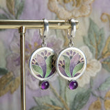 Náušnice Fialovými Boho Krystaly Stříbra Š