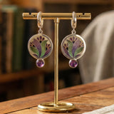 Náušnice Fialovými Boho Krystaly Stříbra Š