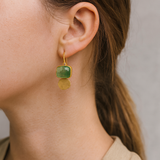 Náušnice Sklenené Detaily Zelené Zlaté Vintage