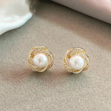 Náušnice Zirkony Perletovými Spiralami Barvy Elegantní