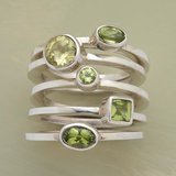 Prsten Stříbrnými Zeleného skla Vrstvami Vintage