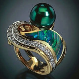 Prsten zelenou zirkonií vintage