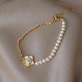 Náramek Perla Květinovy Zlatem Perlami Vintage